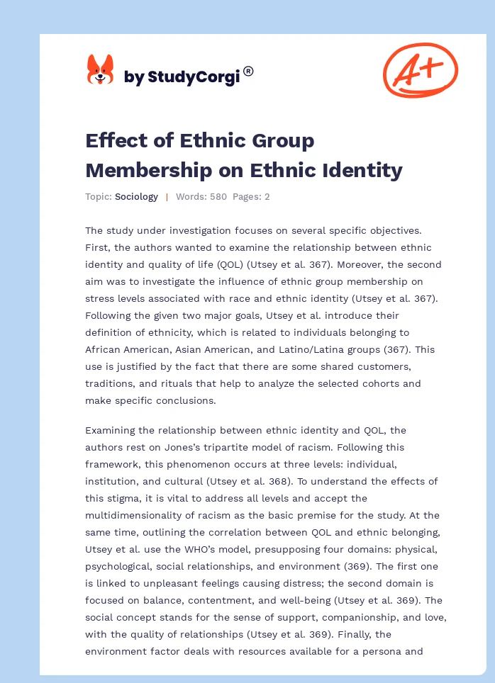 Effect of Ethnic Group Membership on Ethnic Identity. Page 1