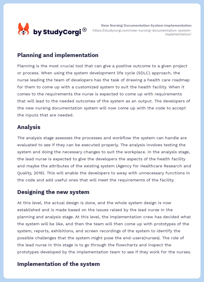 New Nursing Documentation System Implementation. Page 2