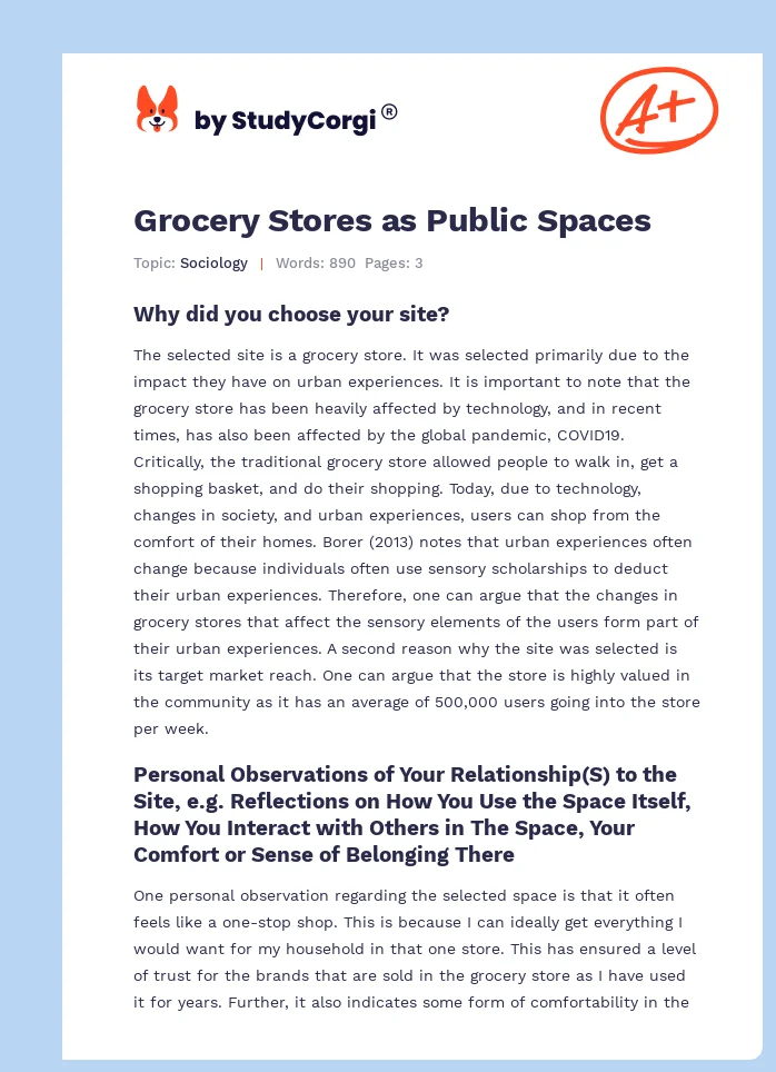 Grocery Stores as Public Spaces. Page 1