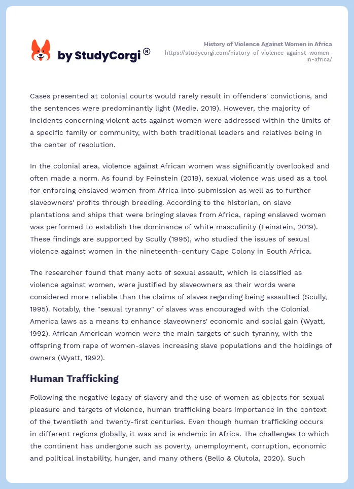 History of Violence Against Women in Africa. Page 2