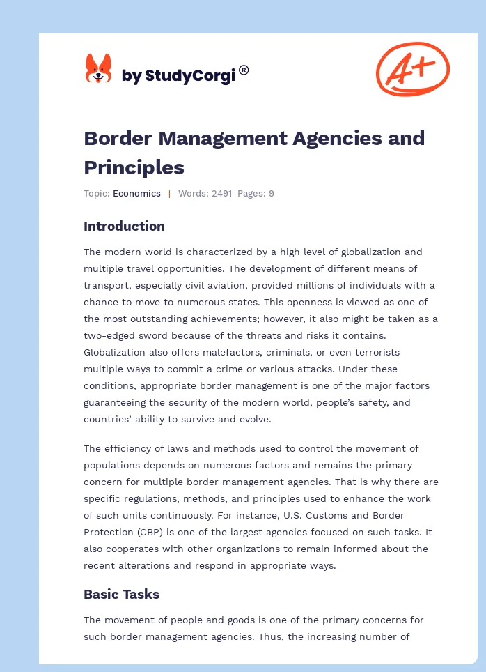 Border Management Agencies and Principles. Page 1