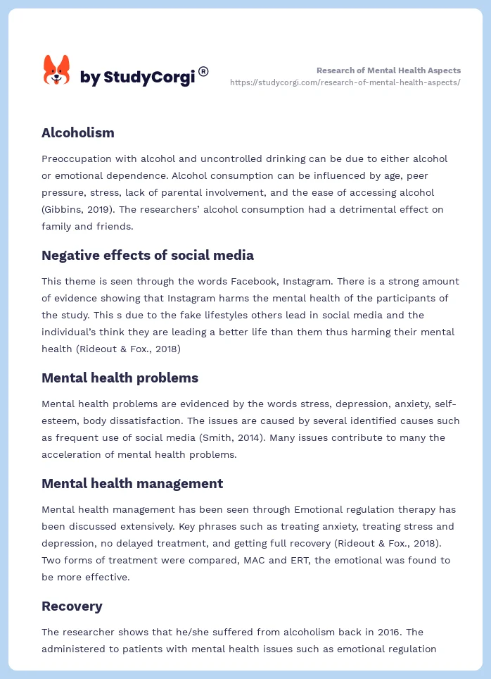 Research of Mental Health Aspects. Page 2