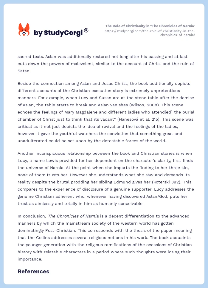 The Role of Christianity in "The Chronicles of Narnia". Page 2