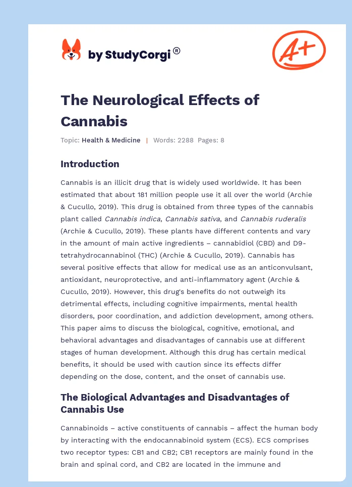 The Neurological Effects of Cannabis. Page 1