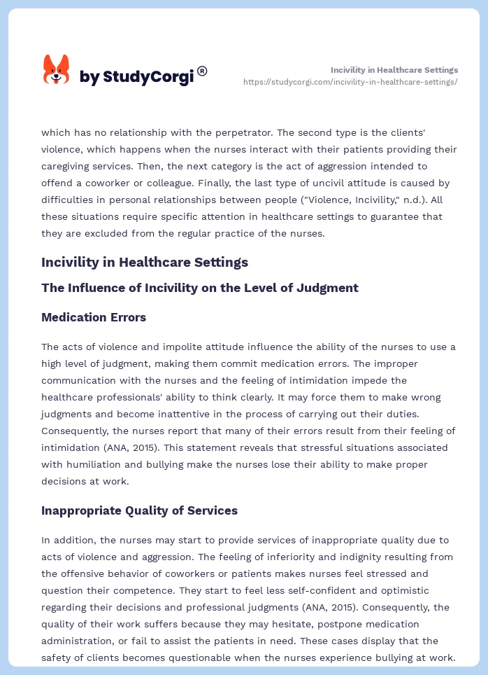 Incivility in Healthcare Settings. Page 2