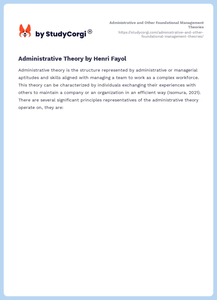 Administrative and Other Foundational Management Theories. Page 2