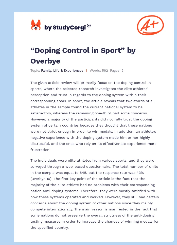 “Doping Control in Sport” by Overbye. Page 1