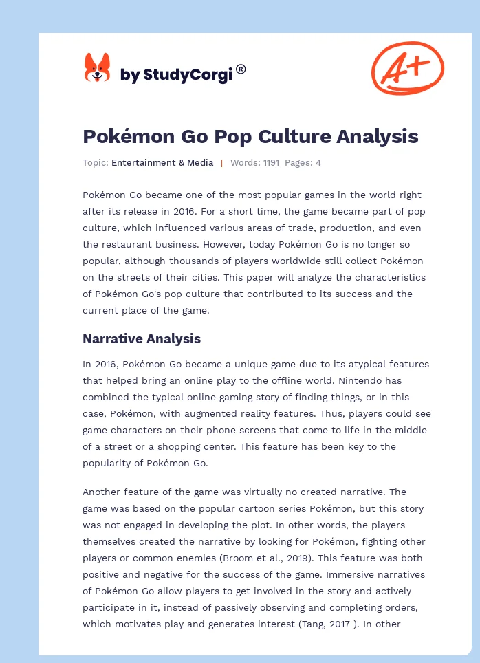 Pokémon Go Pop Culture Analysis. Page 1