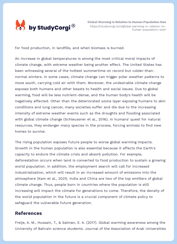 Global Warming in Relation to Human Population Size. Page 2