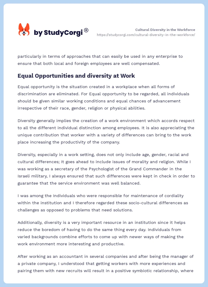 Cultural Diversity in the Workforce. Page 2
