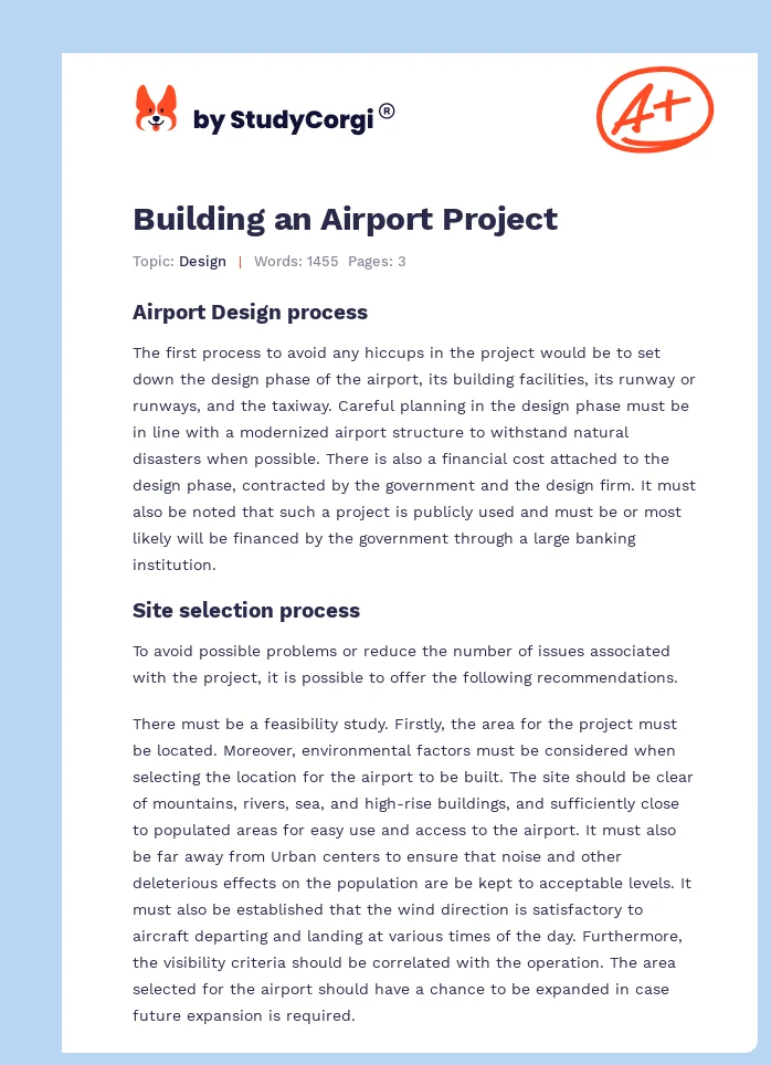 Building an Airport Project. Page 1