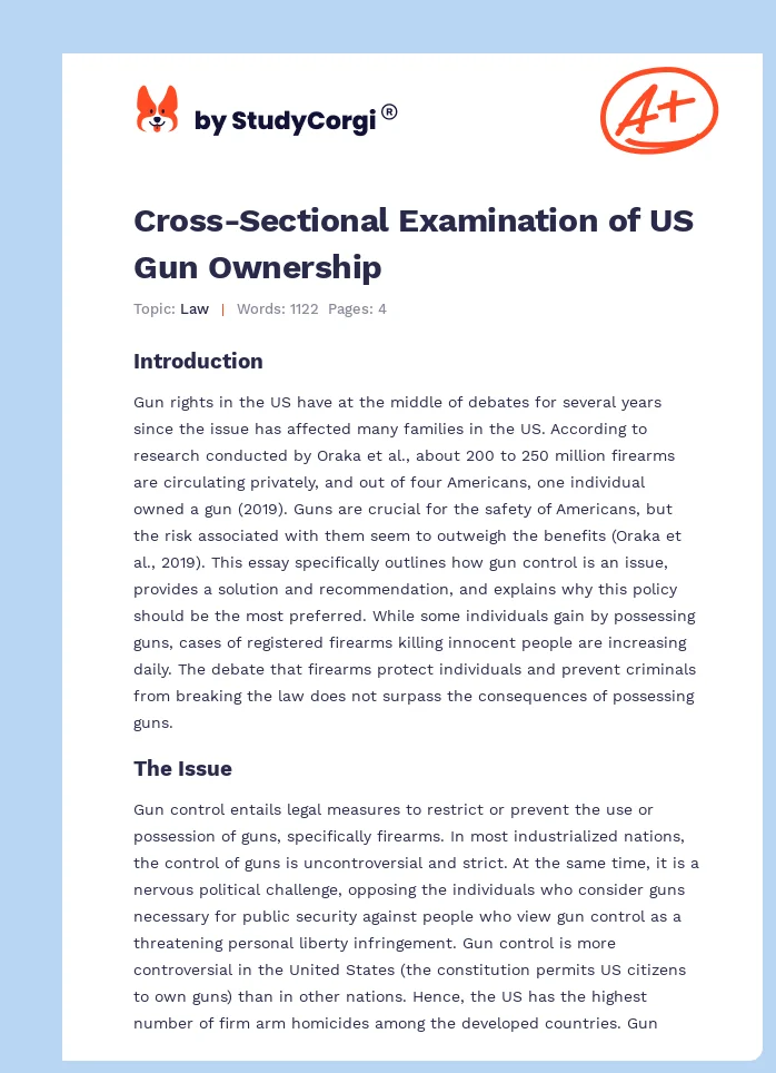 Cross-Sectional Examination of US Gun Ownership. Page 1
