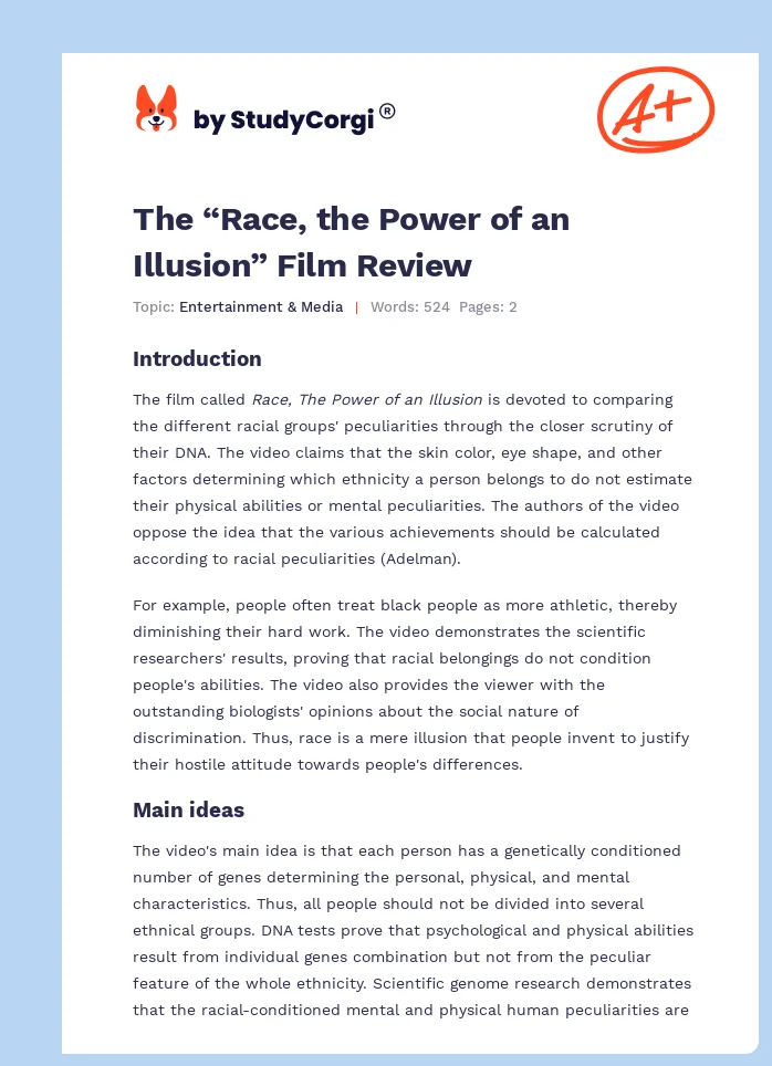 The “Race, the Power of an Illusion” Film Review. Page 1