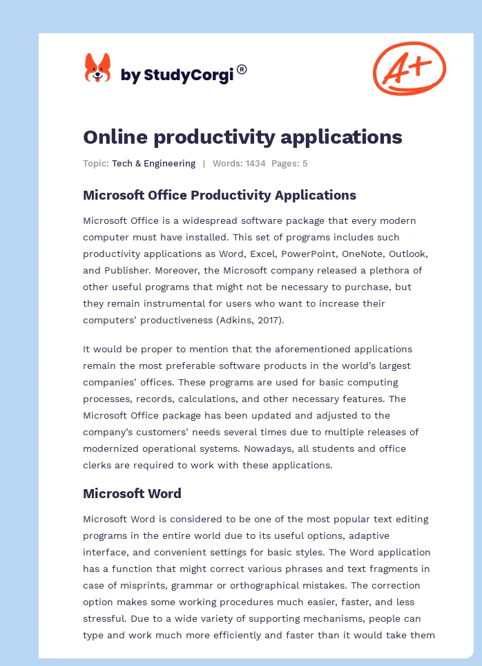 Online productivity applications. Page 1