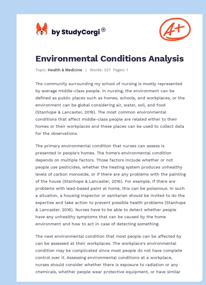 Environmental Conditions Analysis. Page 1