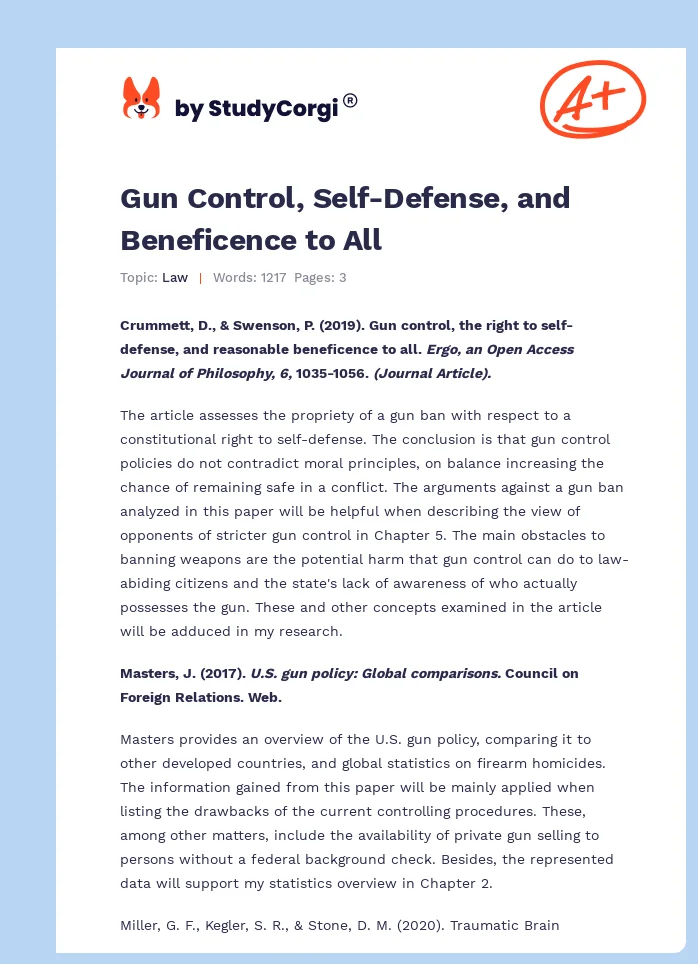 Gun Control, Self-Defense, and Beneficence to All. Page 1