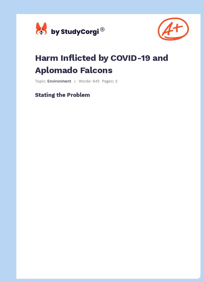 Harm Inflicted by COVID-19 and Aplomado Falcons. Page 1