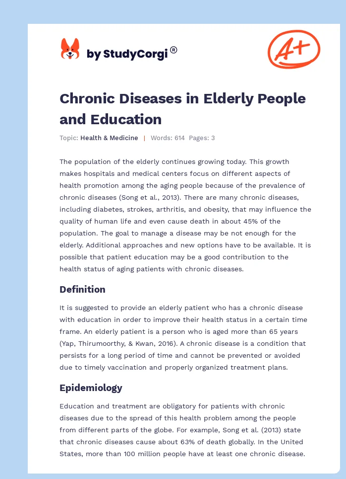 Chronic Diseases in Elderly People and Education. Page 1