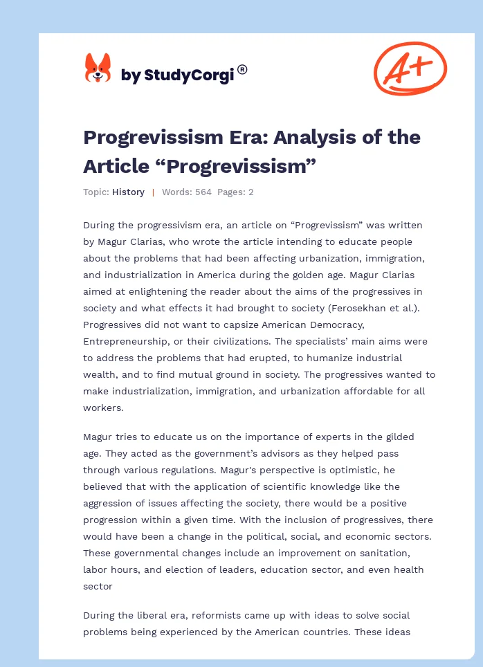 Progrevissism Era: Analysis of the Article “Progrevissism”. Page 1