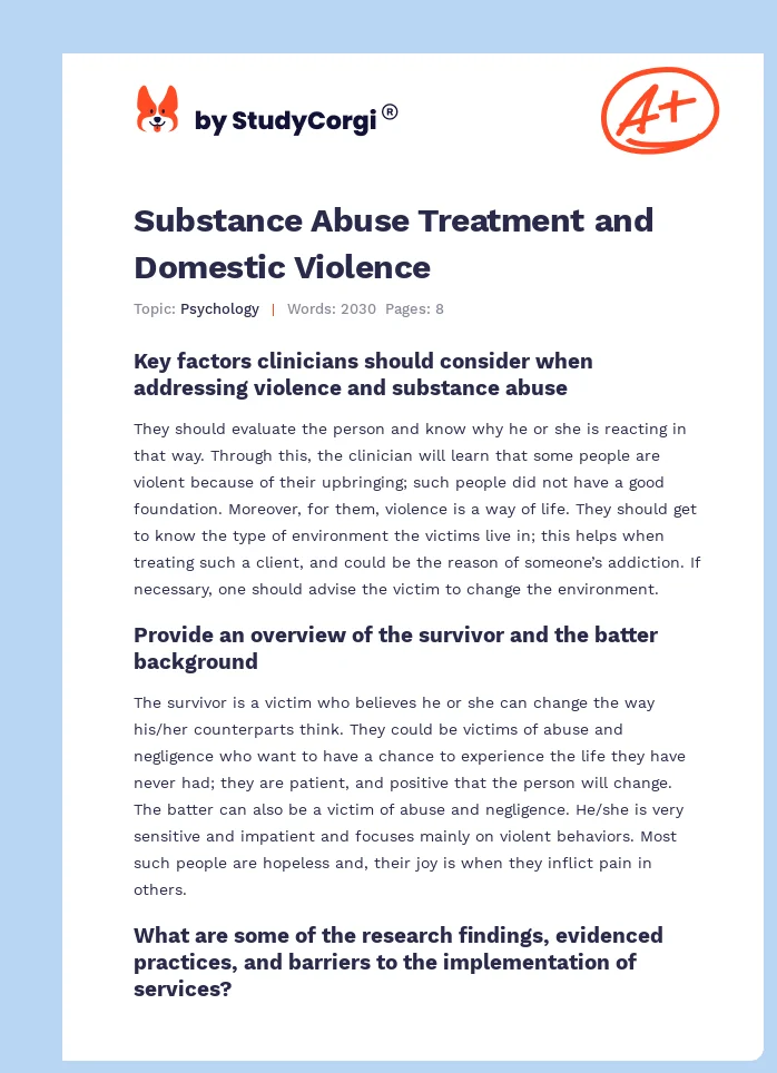Substance Abuse Treatment and Domestic Violence. Page 1