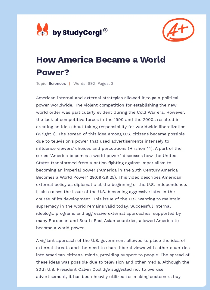 How America Became a World Power?. Page 1