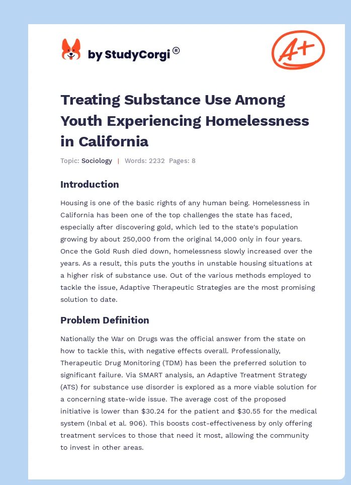 Treating Substance Use Among Youth Experiencing Homelessness in California. Page 1