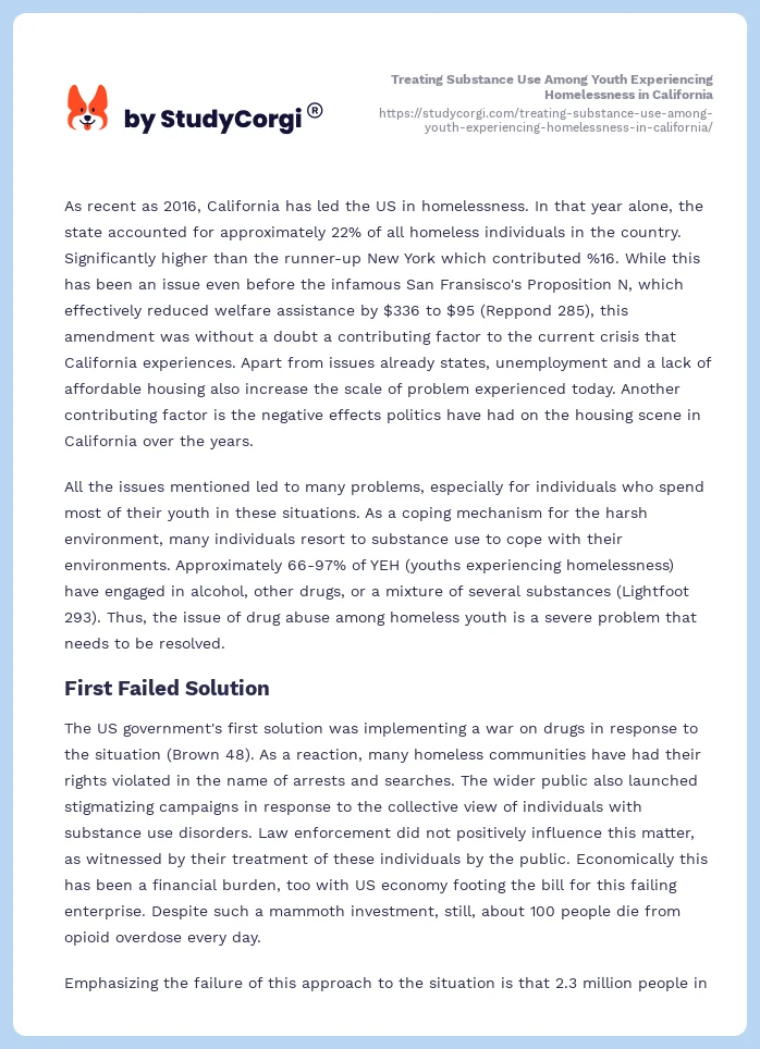 Treating Substance Use Among Youth Experiencing Homelessness in California. Page 2