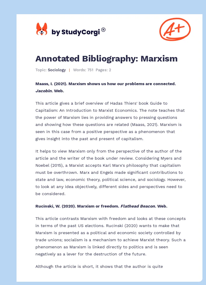 Annotated Bibliography: Marxism. Page 1