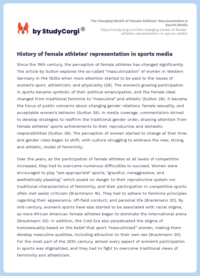 The Changing Model of Female Athletes’ Representation in Sports Media. Page 2