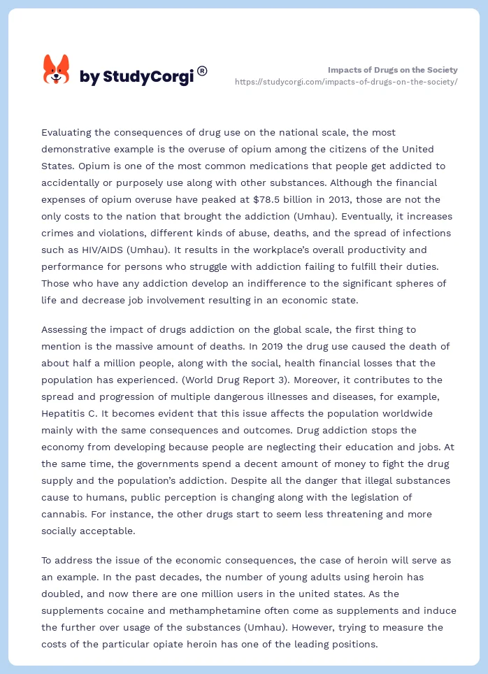 Impacts of Drugs on the Society. Page 2