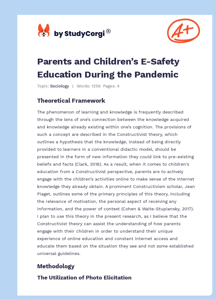 Parents and Children’s E-Safety Education During the Pandemic. Page 1