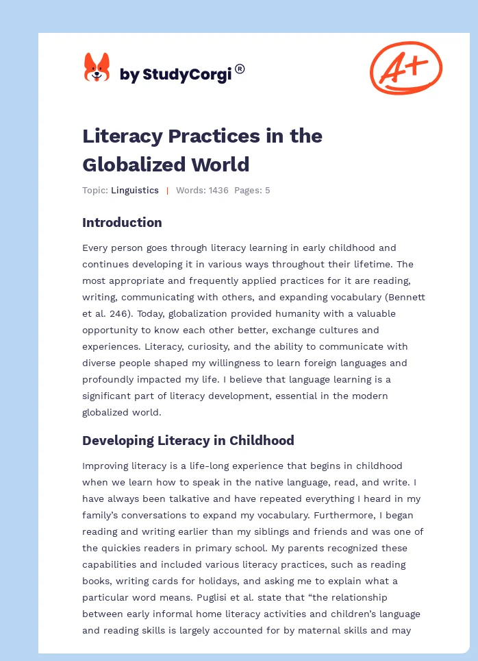 Literacy Practices in the Globalized World. Page 1