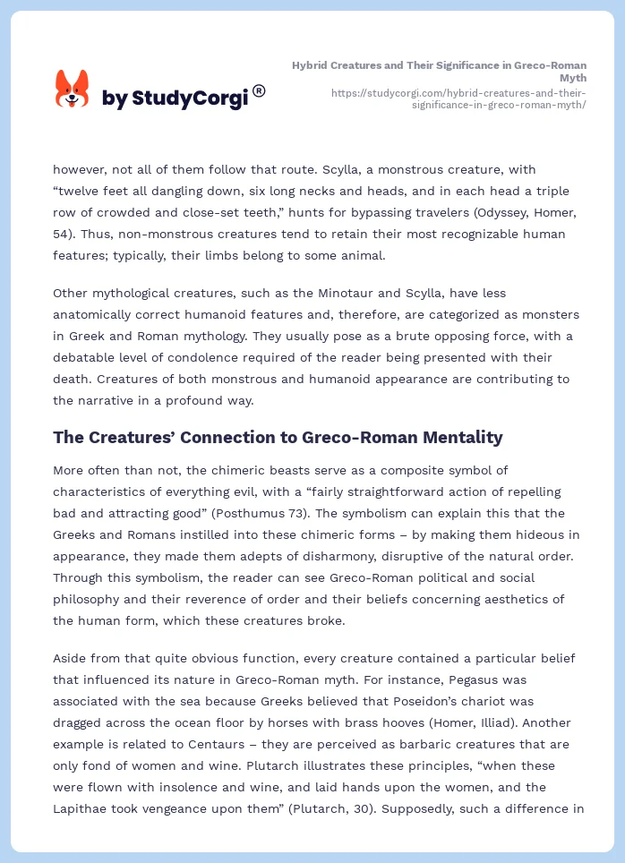 Hybrid Creatures and Their Significance in Greco-Roman Myth. Page 2