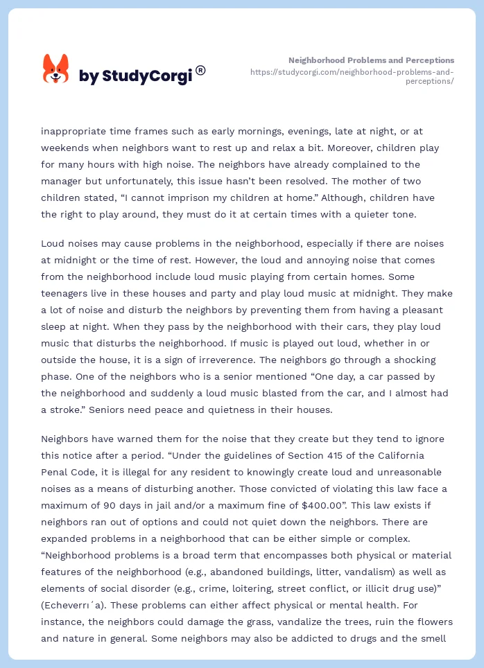 Neighborhood Problems and Perceptions. Page 2