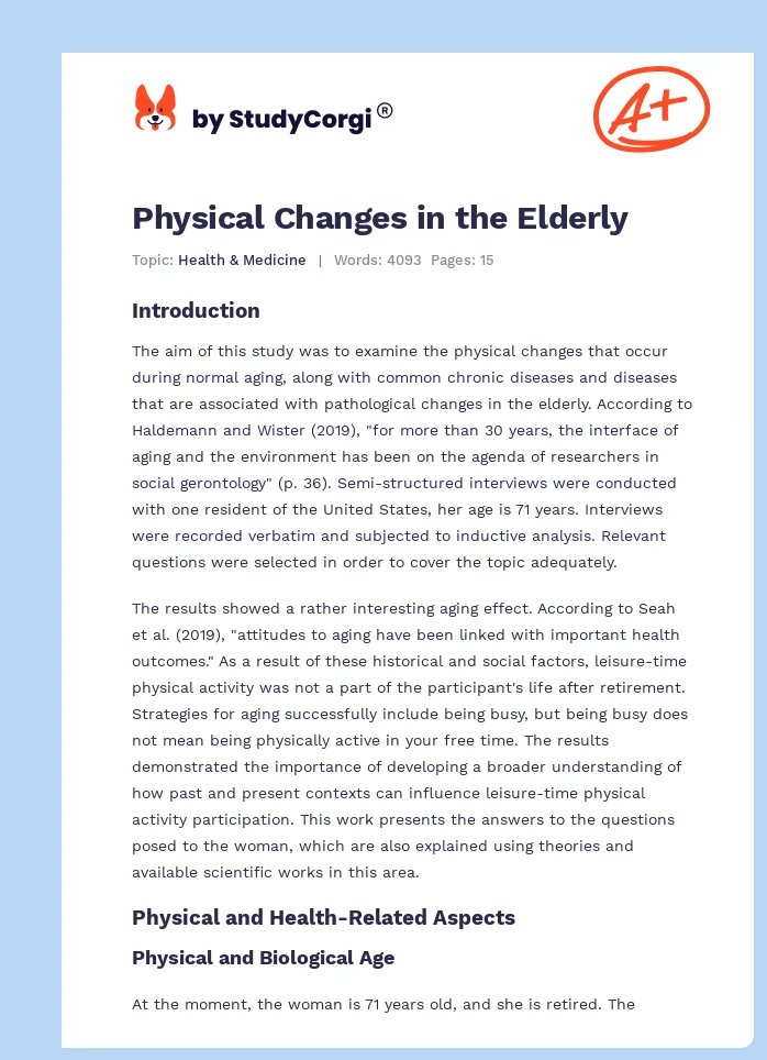 Physical Changes in the Elderly. Page 1