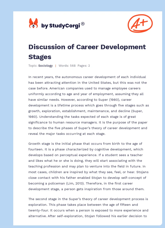 Discussion of Career Development Stages. Page 1