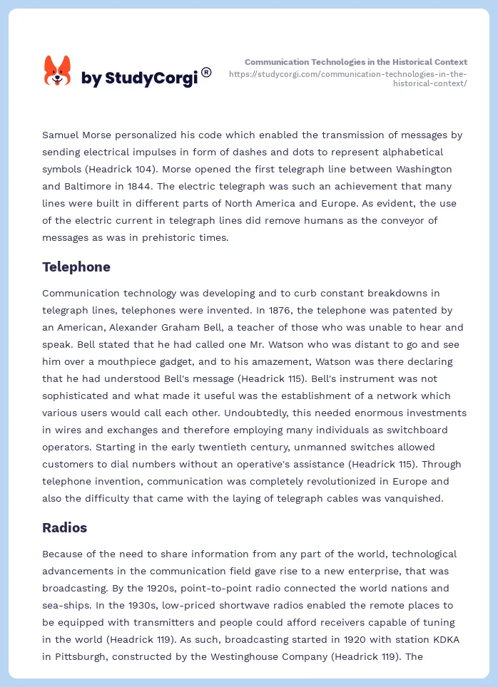 Communication Technologies in the Historical Context. Page 2