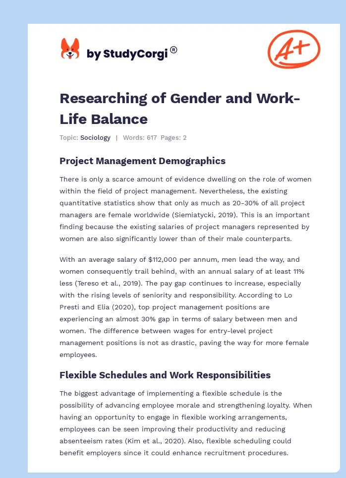 Researching of Gender and Work-Life Balance. Page 1