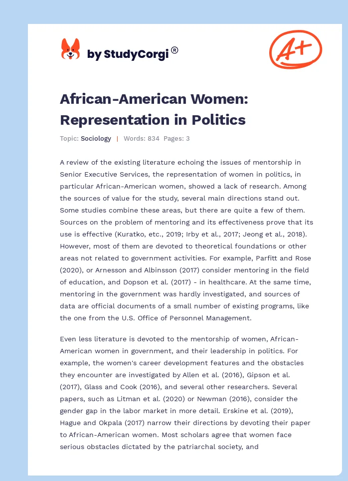 African-American Women: Representation in Politics. Page 1