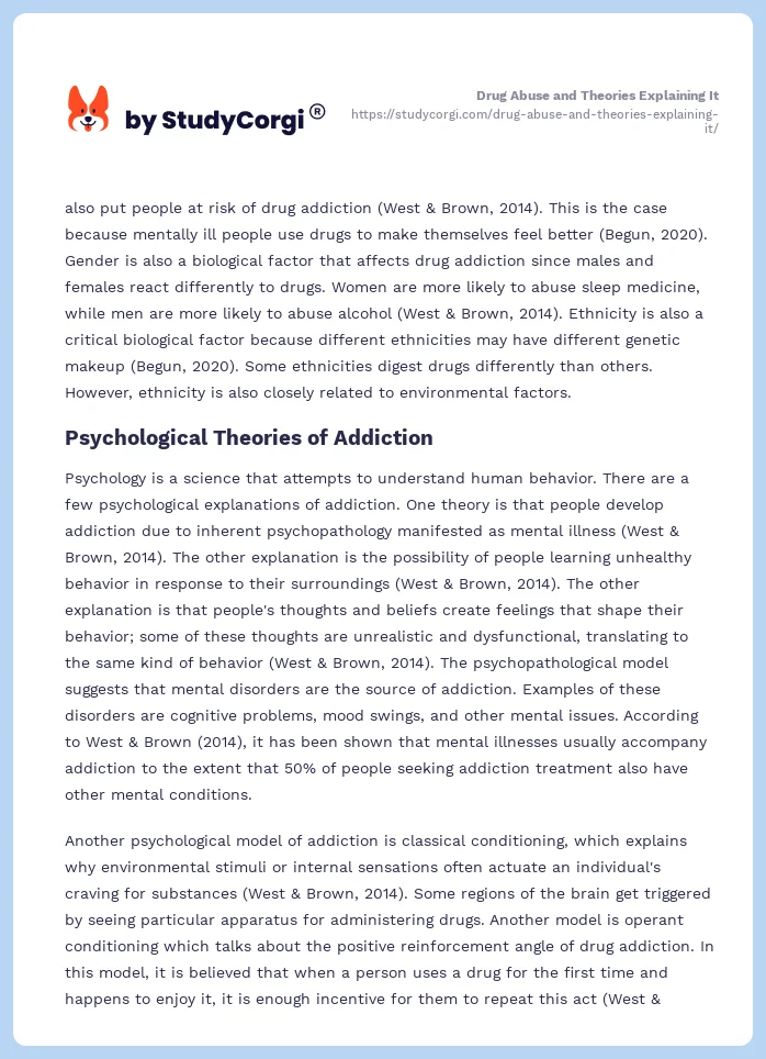 Drug Abuse and Theories Explaining It. Page 2