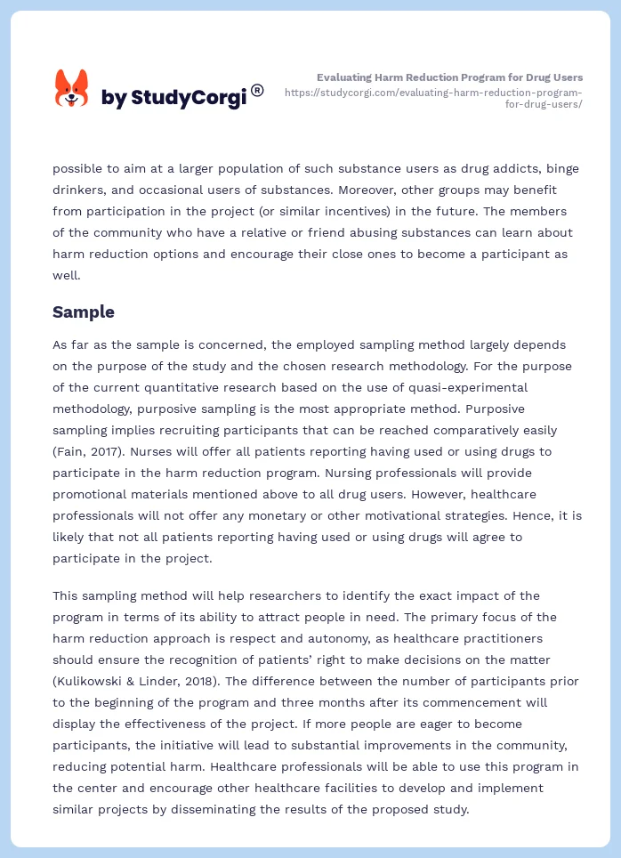 Evaluating Harm Reduction Program for Drug Users. Page 2