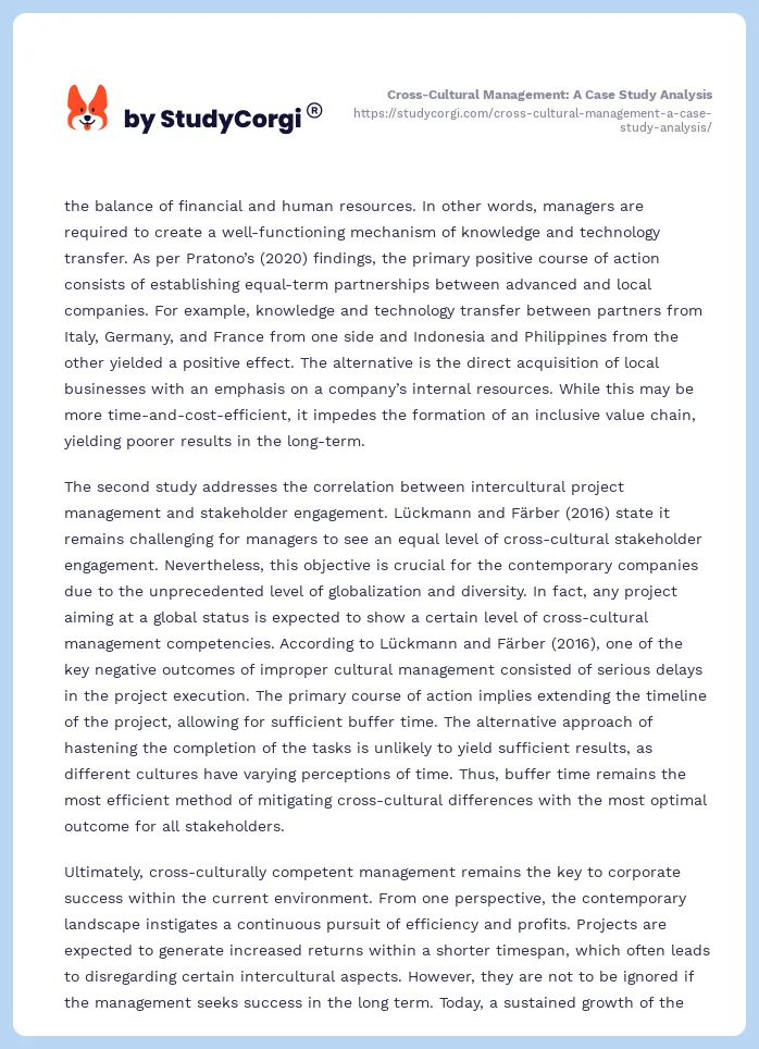 Cross-Cultural Management: A Case Study Analysis. Page 2