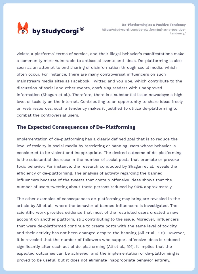 De-Platforming as a Positive Tendency. Page 2