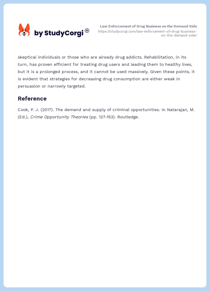 Law Enforcement of Drug Business on the Demand Side. Page 2