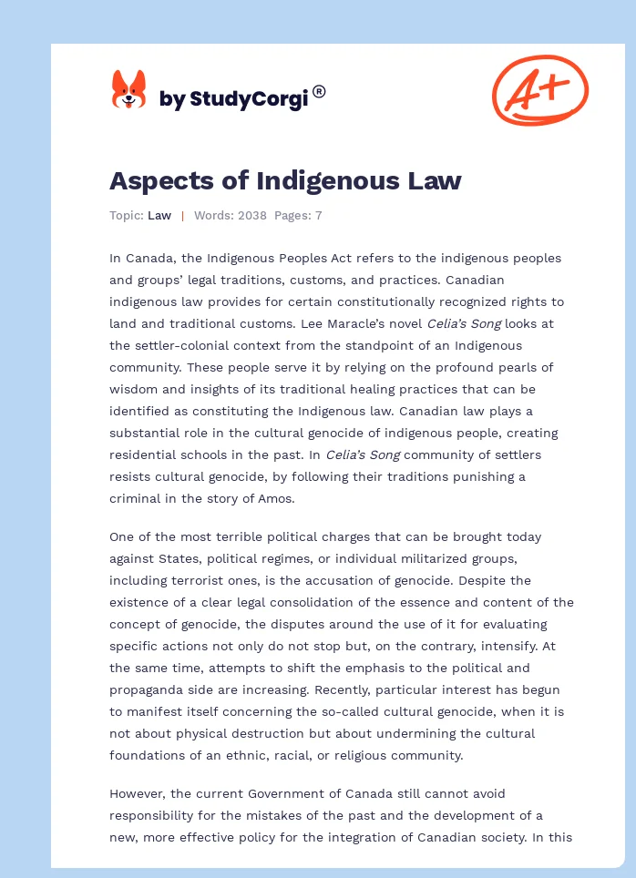 Aspects of Indigenous Law. Page 1