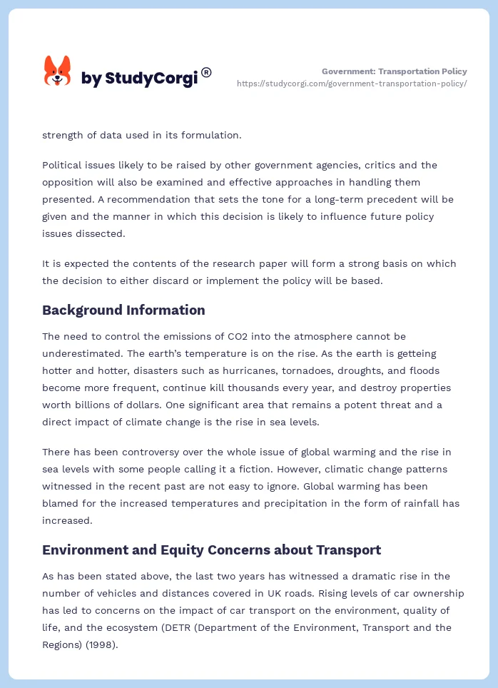 Government: Transportation Policy. Page 2