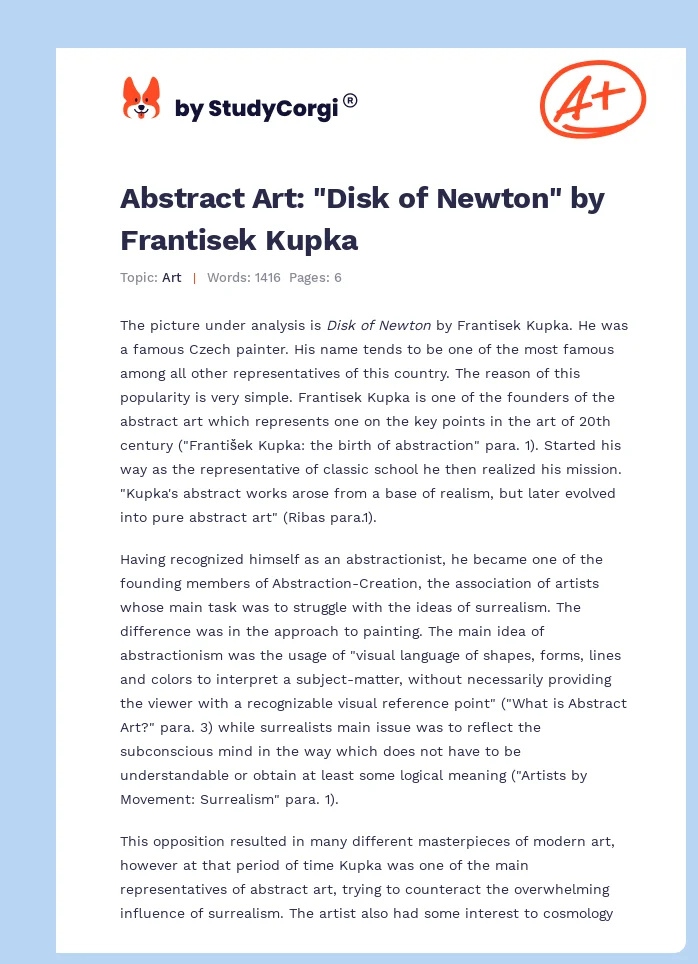 Abstract Art: "Disk of Newton" by Frantisek Kupka. Page 1