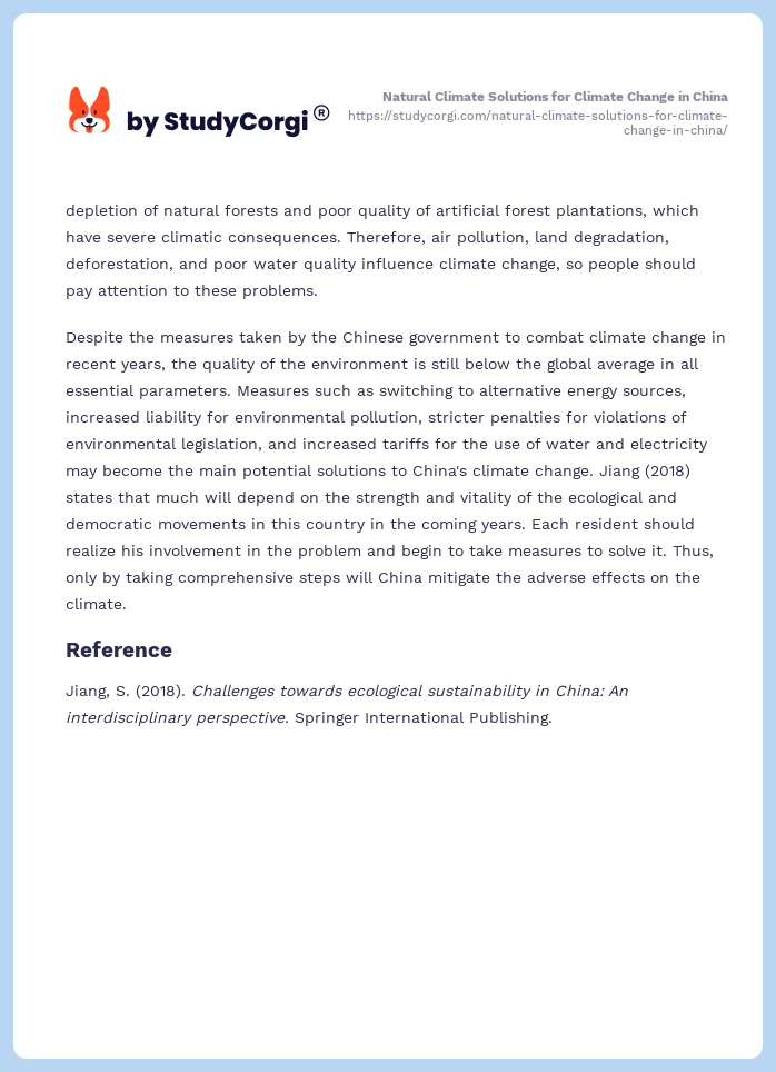 Natural Climate Solutions for Climate Change in China. Page 2