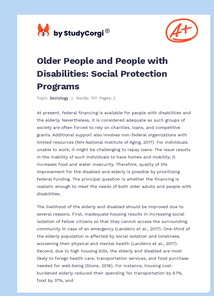 Older People and People with Disabilities: Social Protection Programs. Page 1