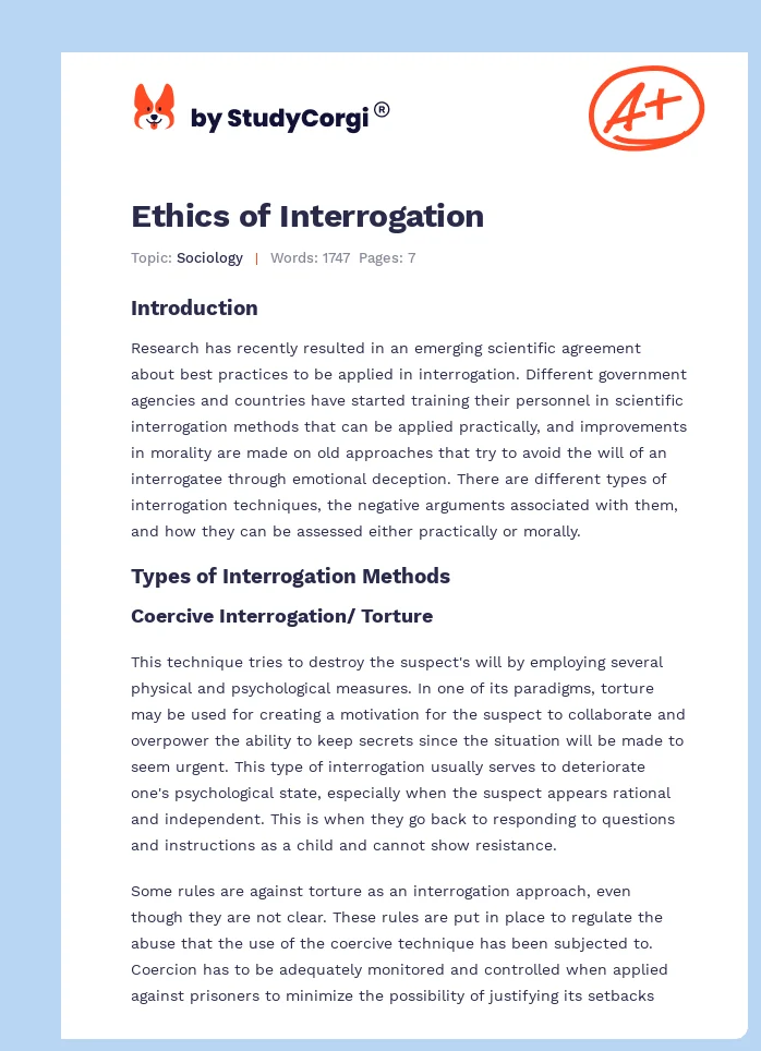 Ethics of Interrogation. Page 1